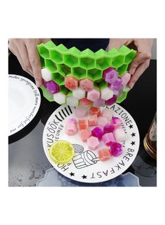 Silicone 37 Cubes Honeycomb Shape Ice Cube Maker Tray Green 20 x 10 x 20cm