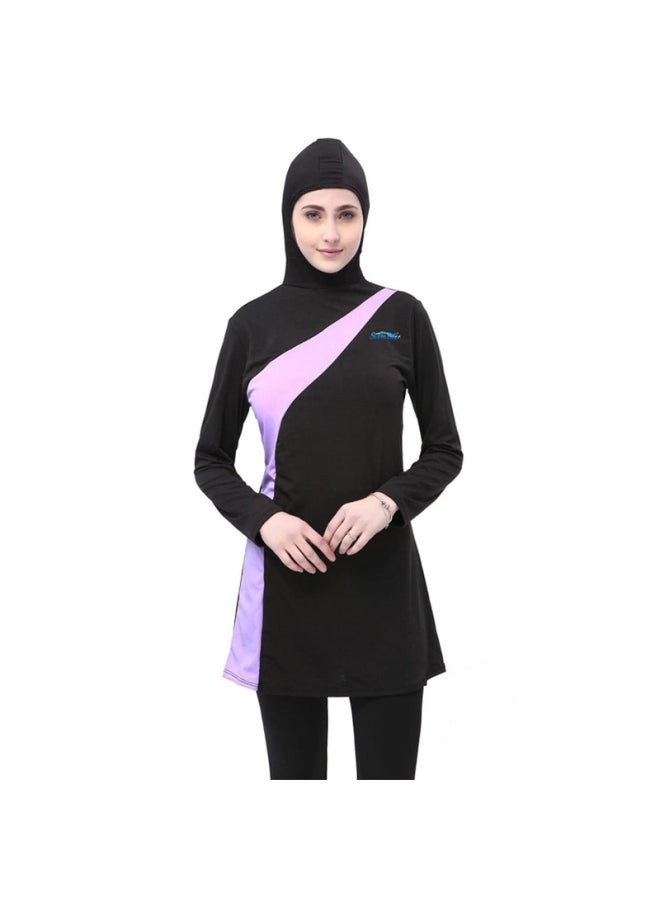 Swim Life Classic Burkini Swimsuits Set Black/Purple  - Image 2