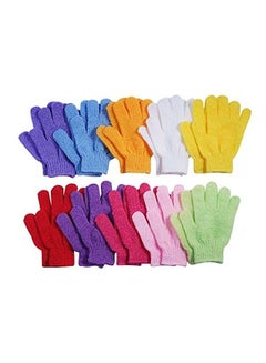 10 Pairs Exfoliating Bath Gloves Made of Nylon Multicolour 12.2 x 7.7 x 3.1inch