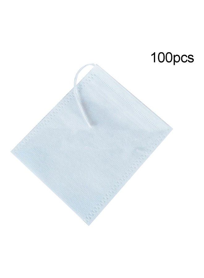100-Piece Empty Disposable Fabric Tea Herb Filter Bag White 20 x 10 x 20cm  - Image 1