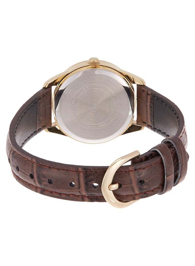 كاسيو ساعة يد بعقارب وسوار من الجلد طراز LTP-V005GL-7B - مقاس 28 مم - لون بني للنساء - Image 4