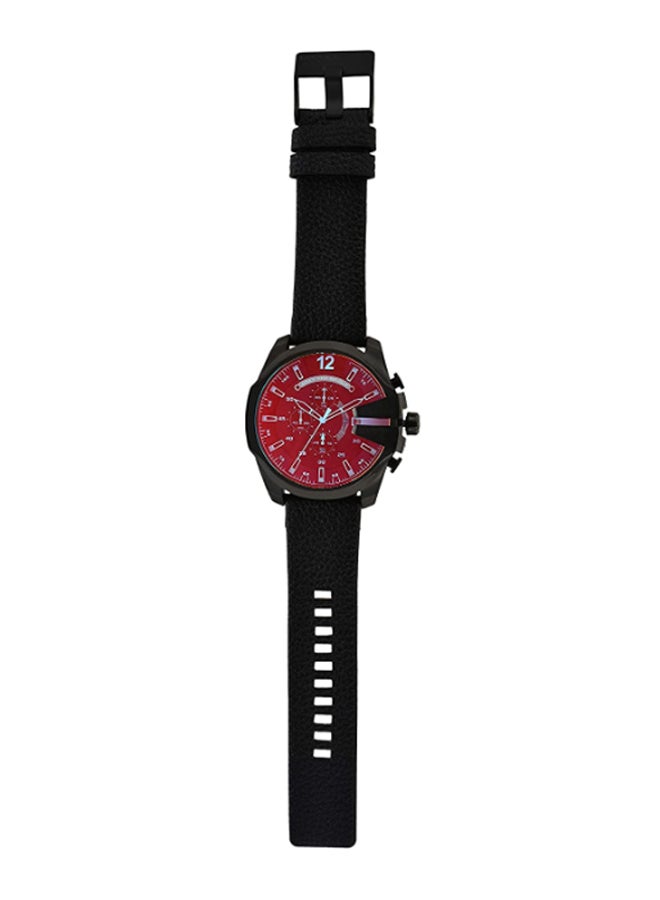 DIESEL Men's Round Shape Leather Band Chronograph Wrist Watch 51 mm - Black - DZ4323  - Image 4