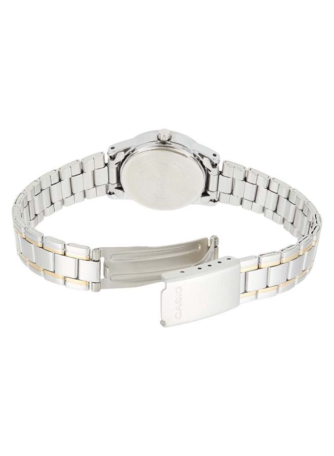 كاسيو ساعة يد بعقارب وسوار من الإستانلس ستيل طراز LTP-V001SG-9B - مقاس 25 مم - فضي/ذهبي للنساء - Image 2