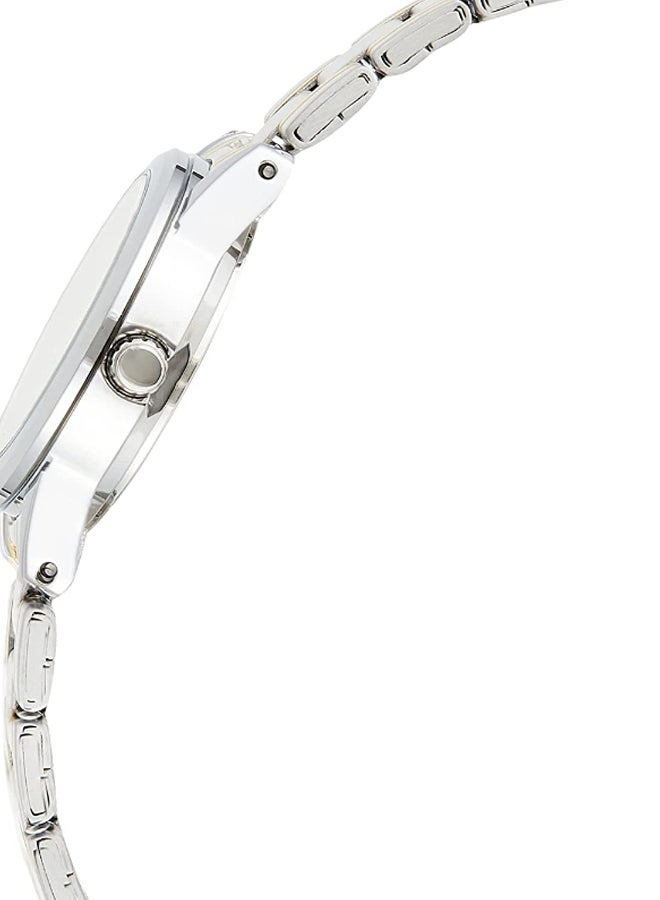 كاسيو ساعة يد بعقارب وسوار من الإستانلس ستيل طراز LTP-V001SG-9B - مقاس 25 مم - فضي/ذهبي للنساء - Image 3