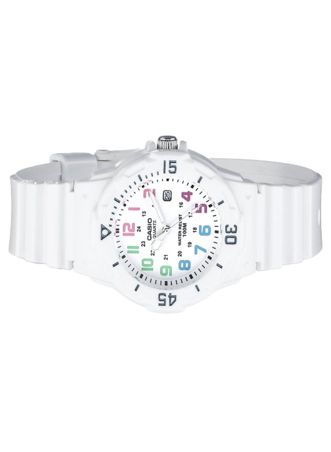 كاسيو ساعة يد بعقارب وسوار من الراتينج مقاومة للماء طراز LRW200H-7BVCF - مقاس 34 مم - لون أبيض للنساء - Image 3