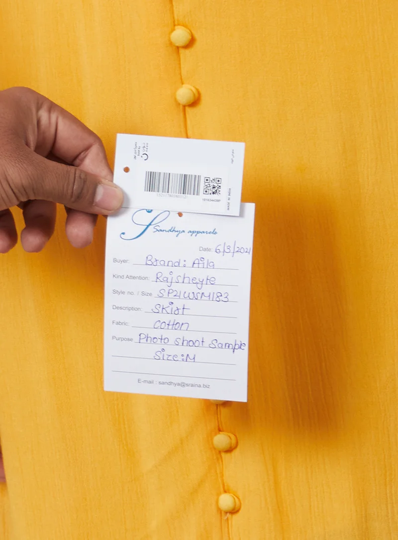 Aila Basic Plain Midi Skirt Yellow Solid