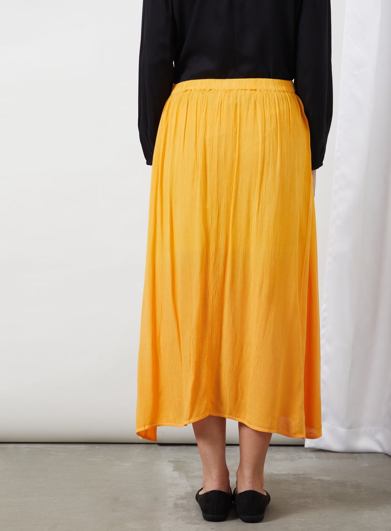 Aila - Basic Plain Midi Skirt Yellow Solid - Image 1