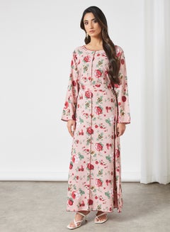 Floral Printed Jalabiya Pink