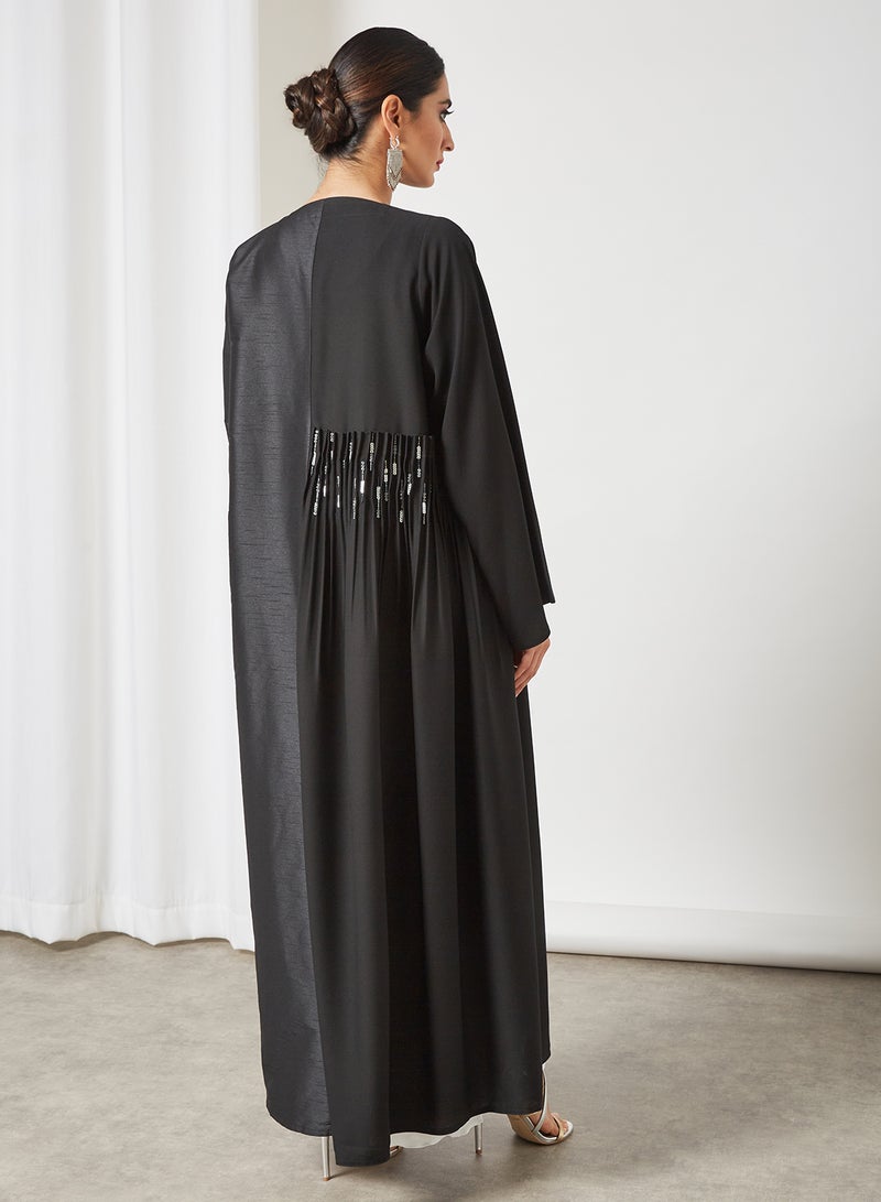 بوسني عباية بتصميم البشت مطرزة بالخرز أسود - Image 2