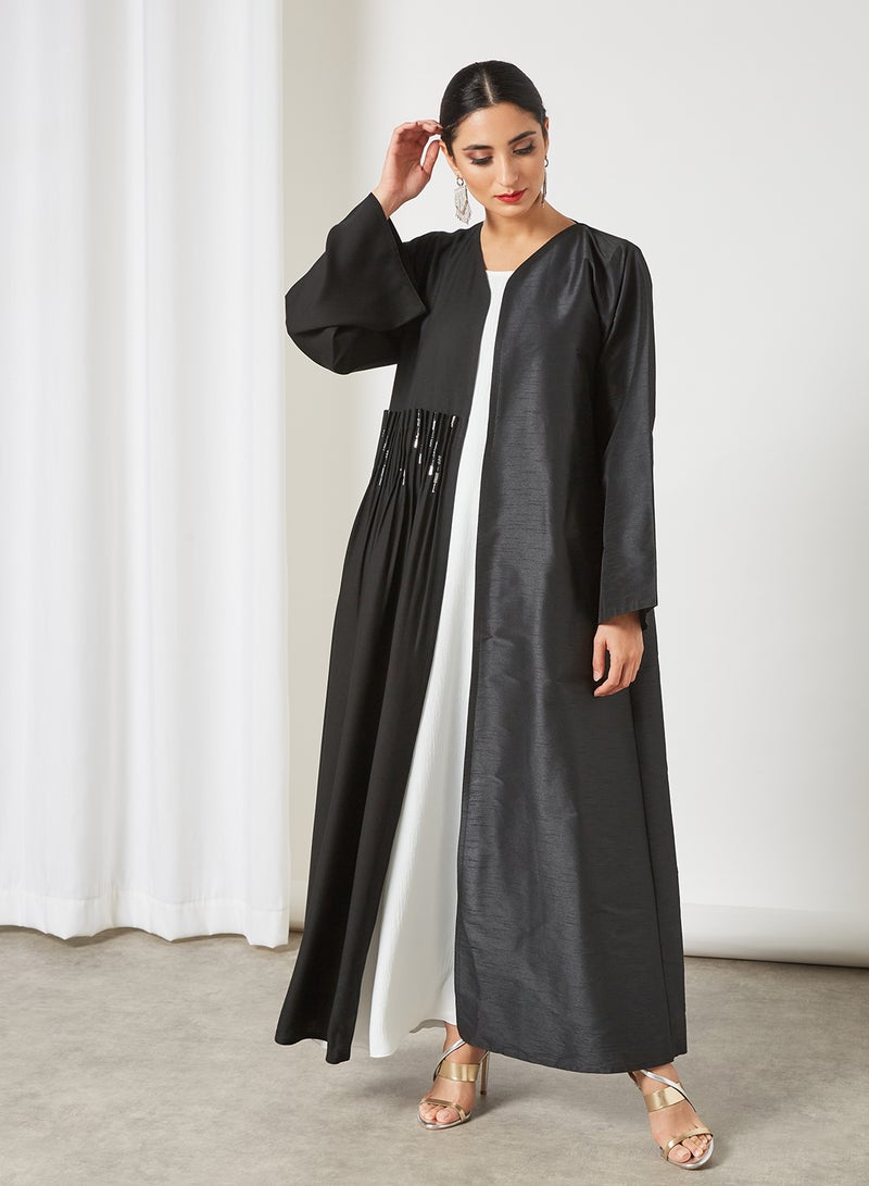 بوسني عباية بتصميم البشت مطرزة بالخرز أسود - Image 3