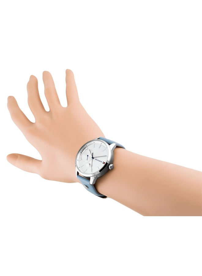 TOMMY HILFIGER - Women's Round Shape Leather Band Analog Wrist Watch 38 mm - Blue - 1782023 - Image 1