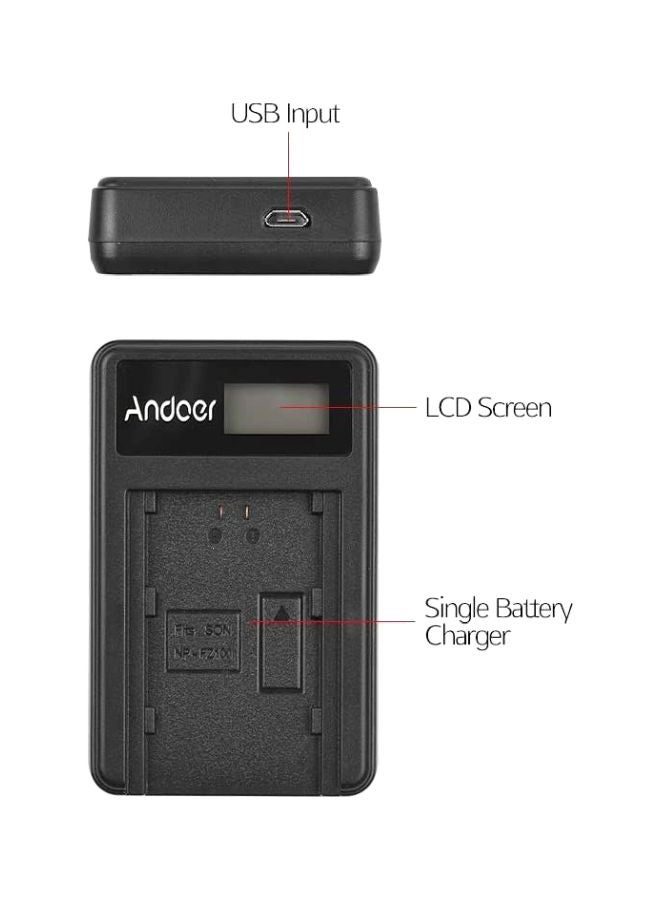 أندوير - شاحن بطارية كاميرا بمنفذ USB أسود - Image 1