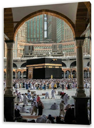 لوحة فنية من القماش الكتاني بتصميم مكة متعدد الألوان M - v1619077821/N46108226A_1