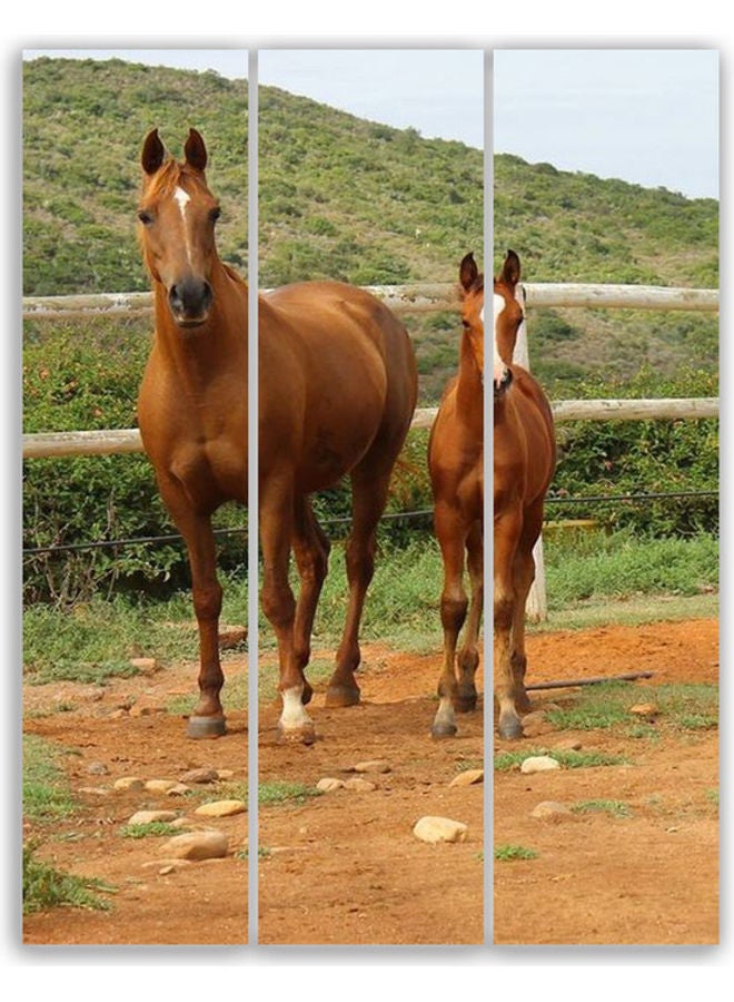 3-Piece Horse Themed Wall Art Set Multicolour 20x80cm - Image 1