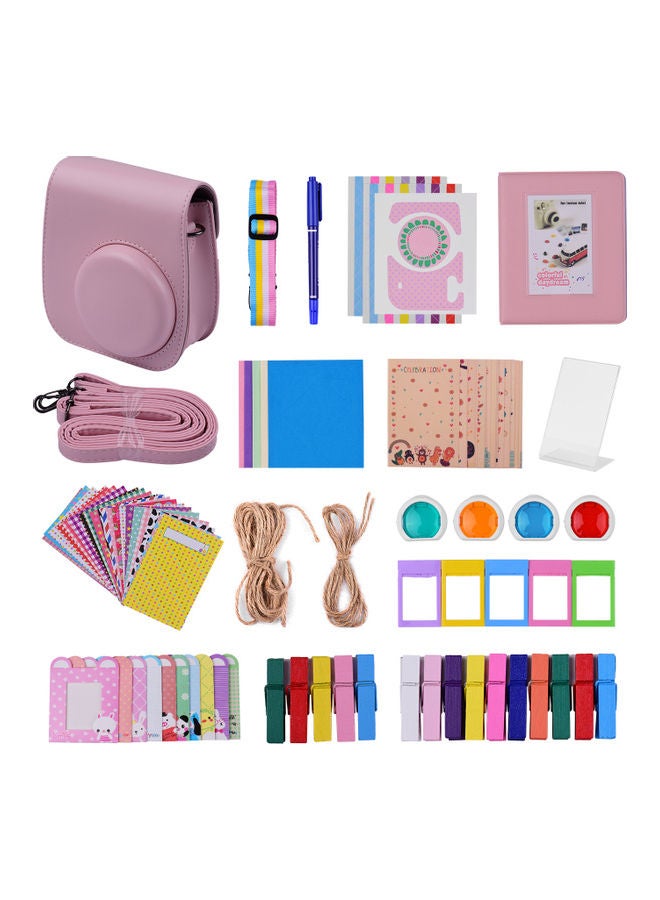 12-in-1 Instant Camera Accessories Bundle Kit Compatible with Fujifilm Instax Mini 11 Including Camera Bag/Camera Strap/Photo Album/Photo Clips/Photo Frame/Hanging String/Stickers/Pen/Filters Pink