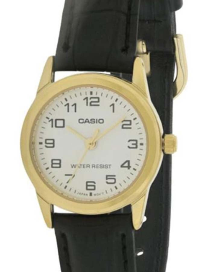 كاسيو ساعة يد بعقارب وسوار من الجلد طراز LTP-V001GL-7B - مقاس 25 مم - لون أسود للنساء - Image 3