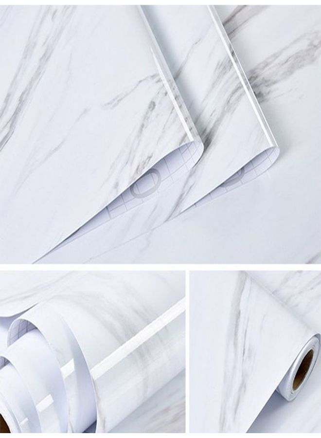 Marbled Design Waterproof Self-Adhesive Wall Sticker White One Size - Image 2