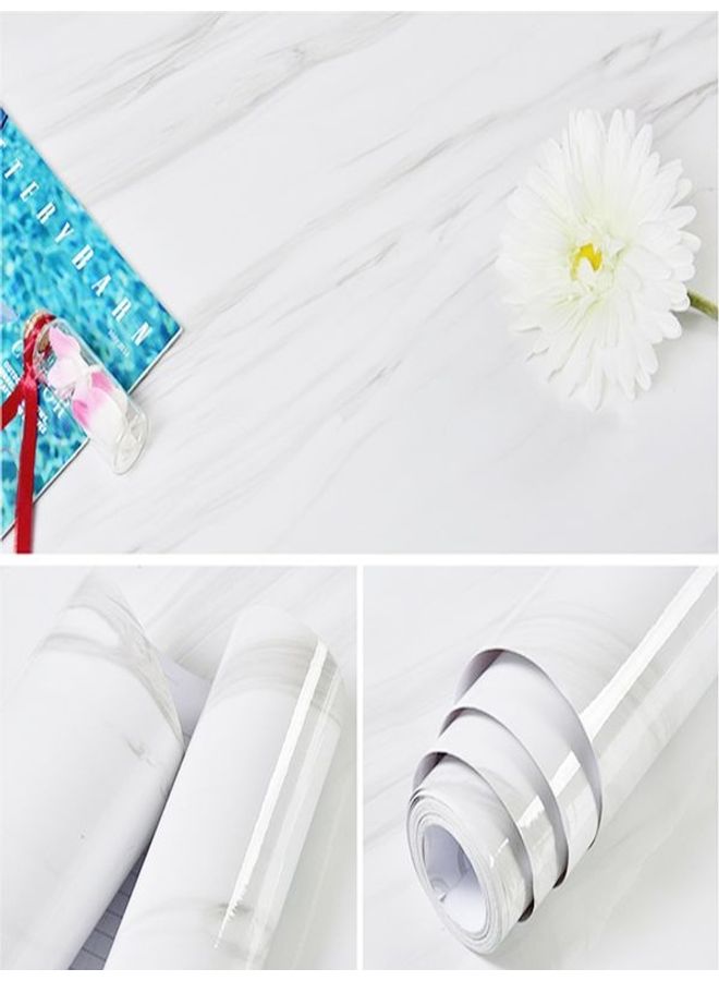 Marbled Design Waterproof Self-Adhesive Wall Sticker White One Size - Image 3