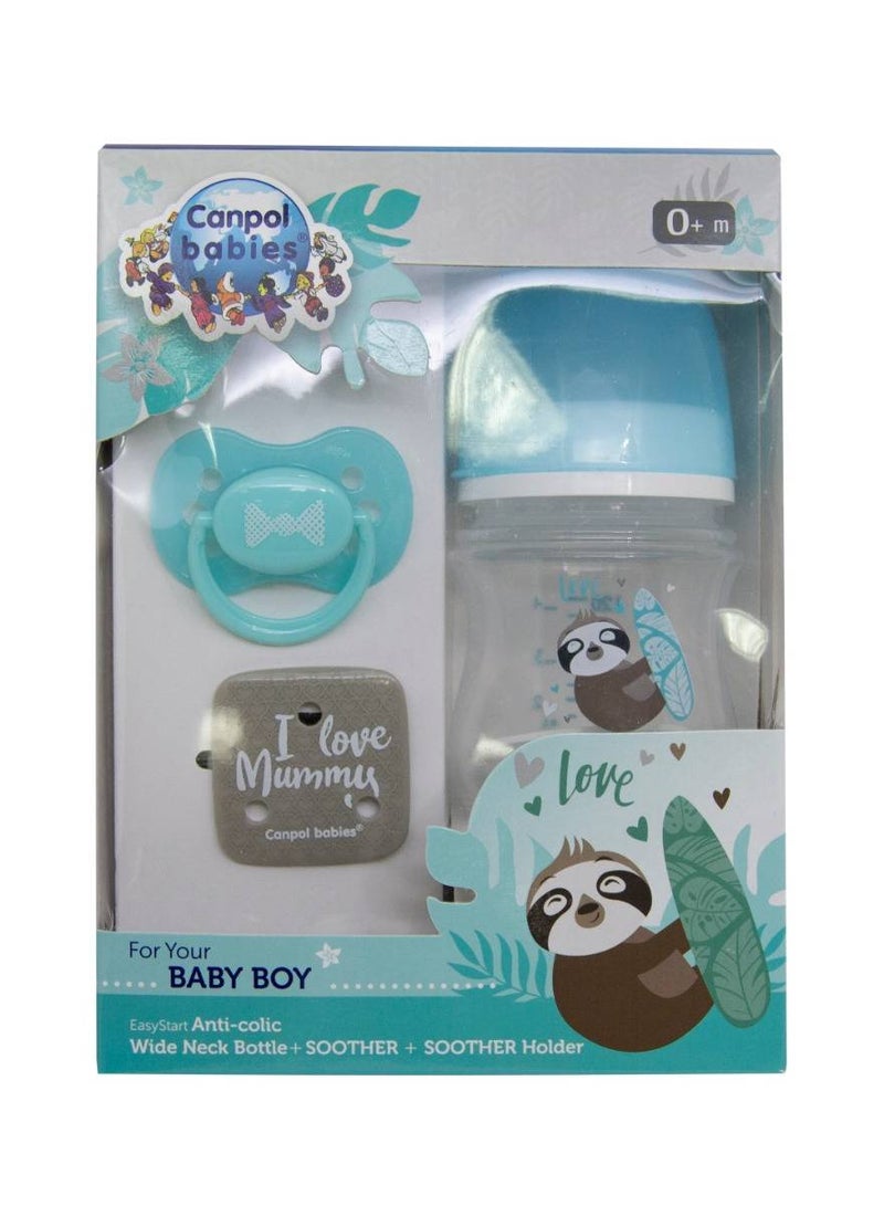 Canpol babies Canpol babies feeding bottle with soother and soother holder for boys gift set  - Image 2