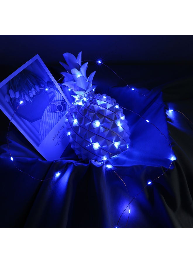 شريط إضاءة مكون من 100 مصباح LED بسلك نحاسي بطول 10 أمتار مع جهاز تحكم عن بعد أزرق  - Image 2
