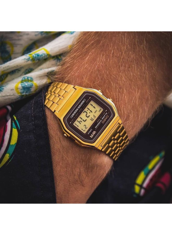 Men's Water Resistant Stainless Steel Digital Watch A159WG- - 37 mm - Gold