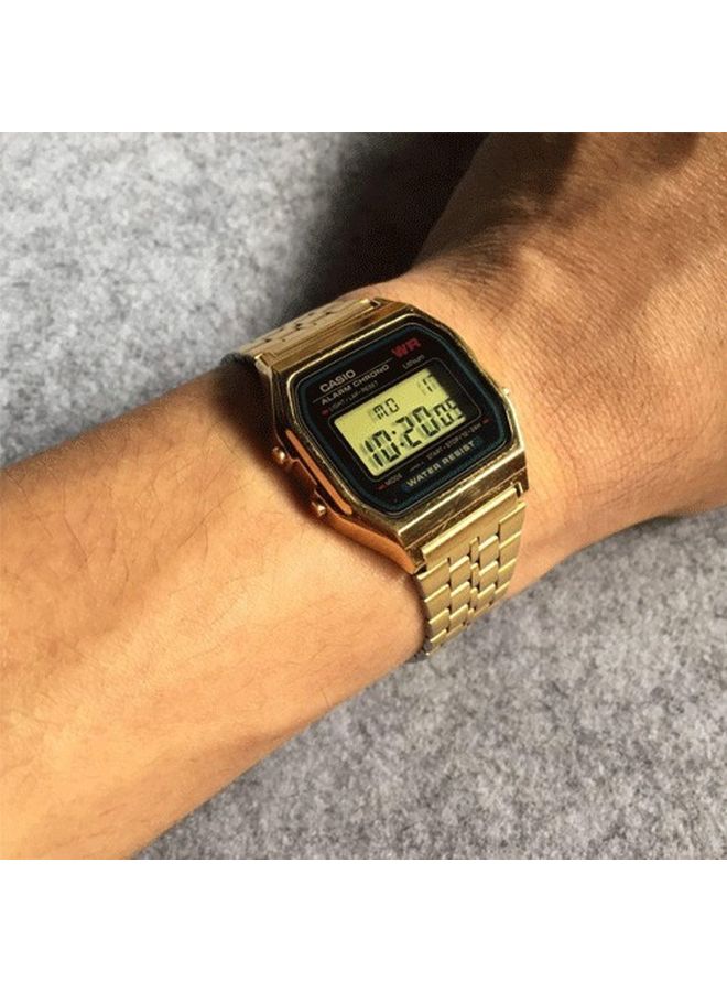 Men's Water Resistant Stainless Steel Digital Watch A159WG- - 37 mm - Gold