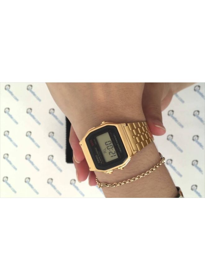 Men's Water Resistant Stainless Steel Digital Watch A159WG- - 37 mm - Gold