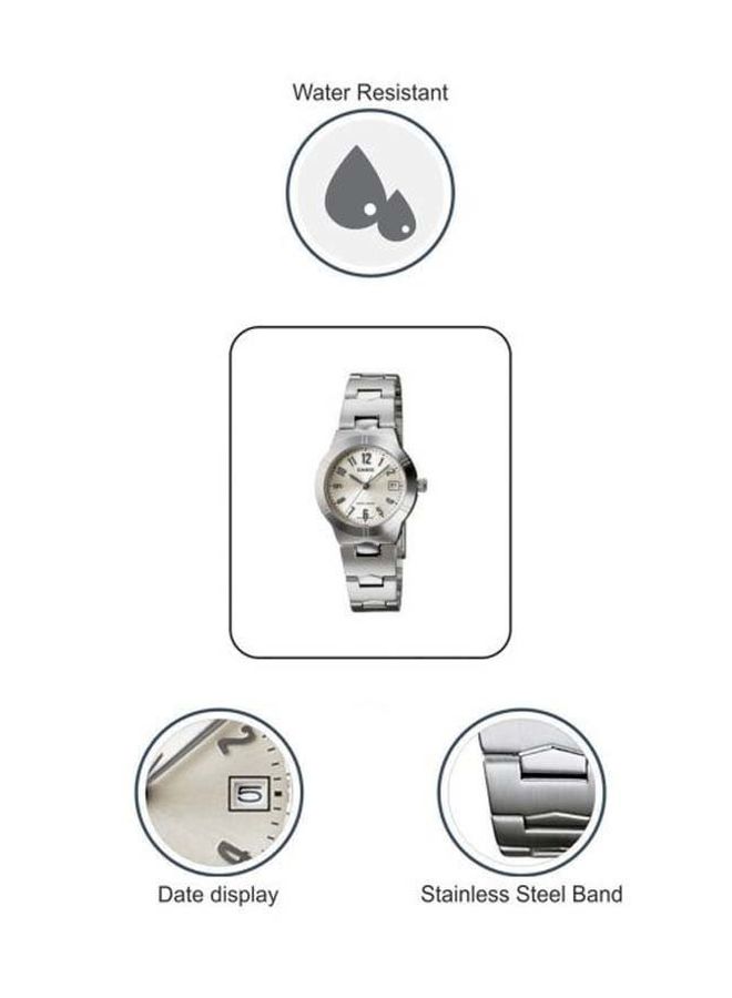 كاسيو ساعة يد إنتايسر بعقارب مقاومة للماء طراز LTP-1241D-7A2DF - مقاس 33 مم - لون فضي للنساء - Image 5