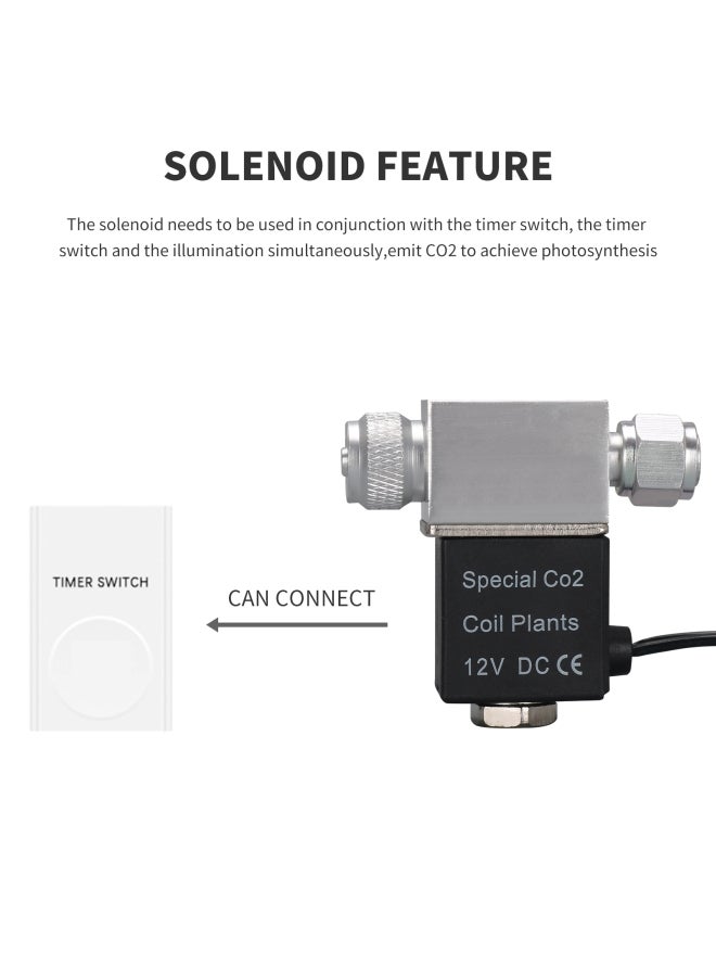 صمام ملف لولبي لمنظم نظام ثاني أكسيد الكربون الخاص بحوض السمك أسود/ فضي - Image 2