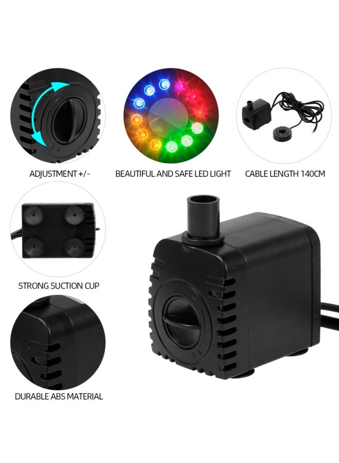Generic Submersible Water Pump with 12 LED Light for Aquarium Black - Image 3