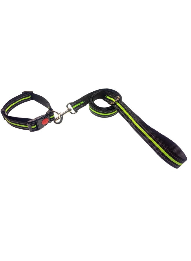 Walking Dog Rope with Collar Green/Black 140cm - Image 1