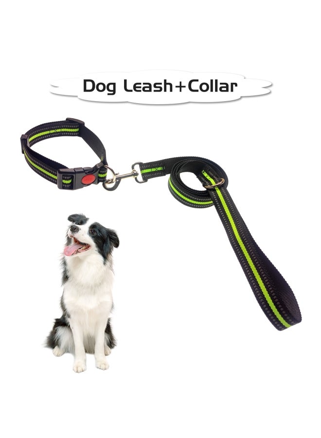 Walking Dog Rope with Collar Green/Black 140cm - Image 2