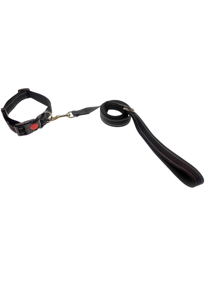 Walking Dog Rope with Collar Black/Grey 140cm - Image 1
