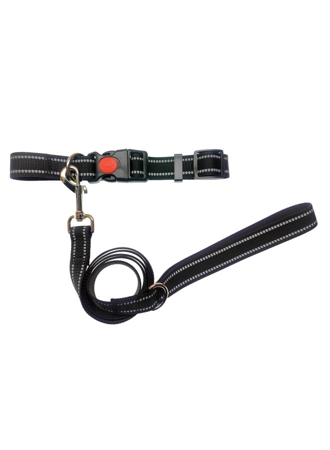 Walking Dog Rope with Collar Black/Grey 140cm - Image 2