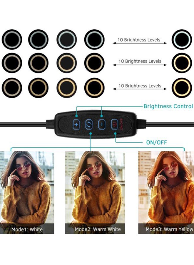 docooler - LED Photography Ring Light With Tripod Stand Set White/Black - Image 1