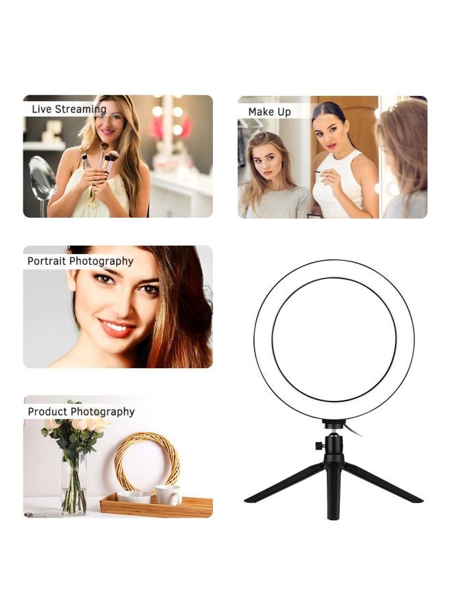 docooler - LED Photography Ring Light With Tripod Stand Set White/Black - Image 1