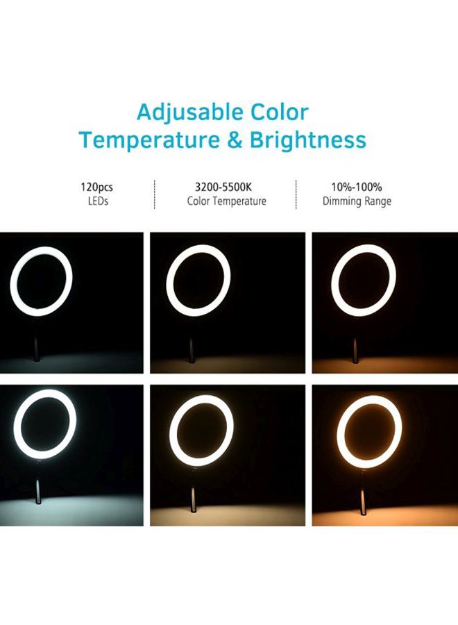 docooler - LED Photography Ring Light With Tripod Stand Set White/Black - Image 1