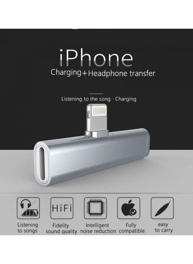 كول بيبي محوّل سماعات 2 في 1لجهاز أبل آيفون X/ XR/ XS ماكس/ 7 بلس/ 8 بلس فضي - Image 4