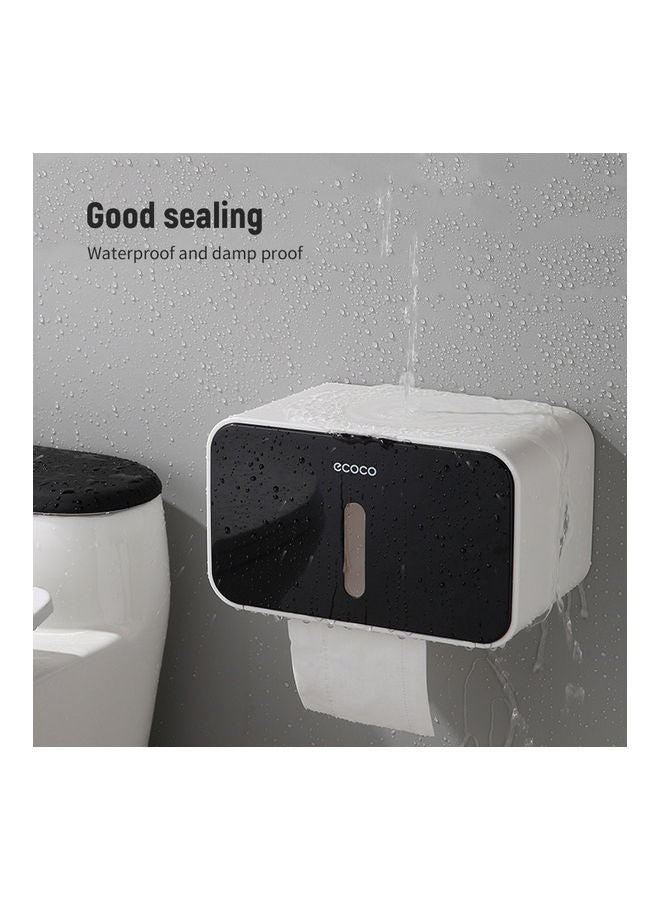 ecoco - Waterproof Toilet Paper Holder Dispenser Black 21.50 x 14.00 x 14.00cm - Image 1