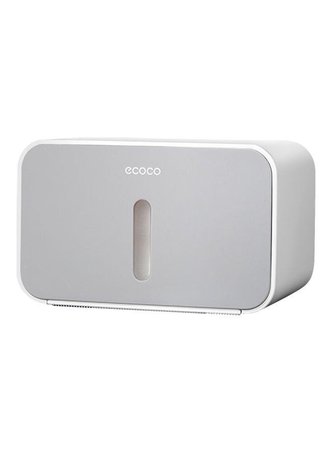 ecoco Waterproof Wall Mounted Paper Roll Tissue Box Grey/White 21.50 x 14.00 x 14.00cm - Image 1