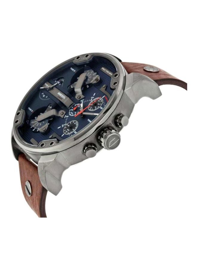 Men's Mr Daddy Dual Time Chronograph Navy Blue Dial Leather Watch DZ7314 - v1619101238/N12056961A_4