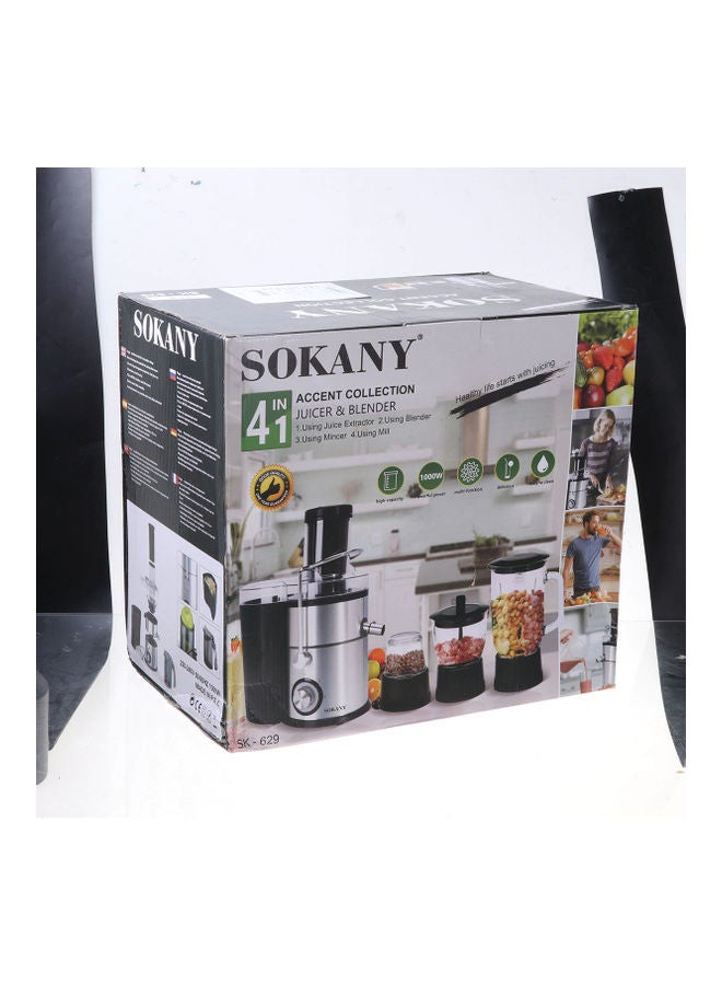 sokany 4-In-1 Mixer Juicer 3.0 L 1000.0 W Sokany-SK629 Black/Silver/Clear - Image 3
