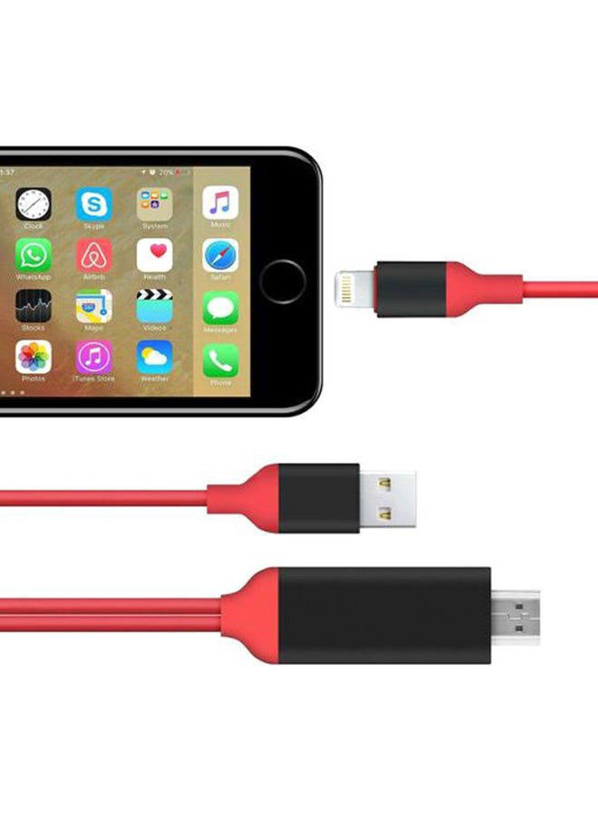MARGOUN 2 In One  HDMI Adapter Cable For Apple iPhone XR Red/Black - Image 2