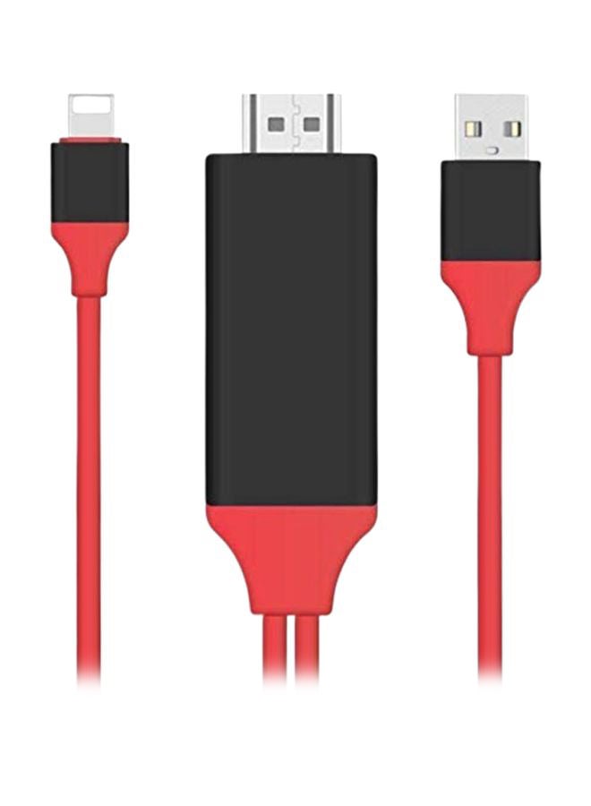 MARGOUN 2 In One  HDMI Adapter Cable For Apple iPhone XR Red/Black - Image 5