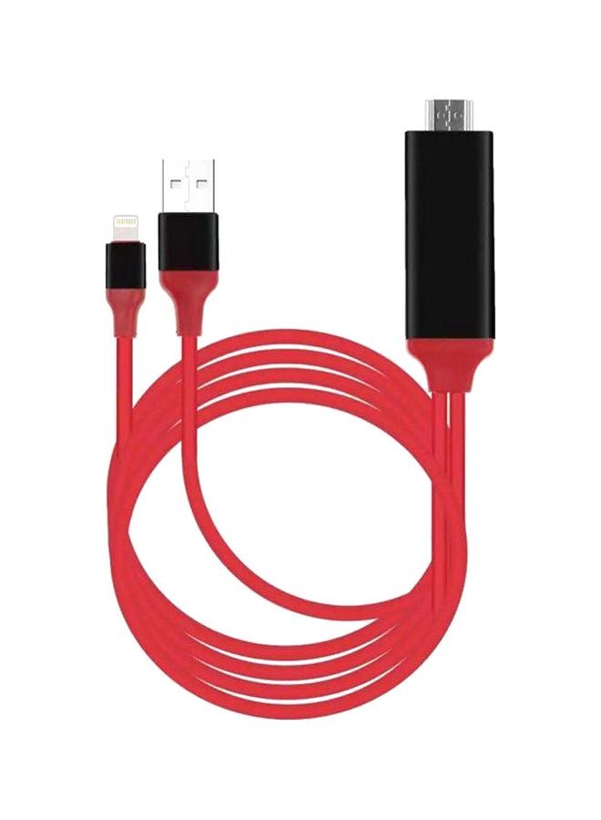 MARGOUN 2 In One  HDMI Adapter Cable For Apple iPhone XR Red/Black - Image 1