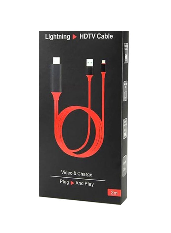 MARGOUN 2 In One  HDMI Adapter Cable For Apple iPhone 11 Red/Black  - Image 2