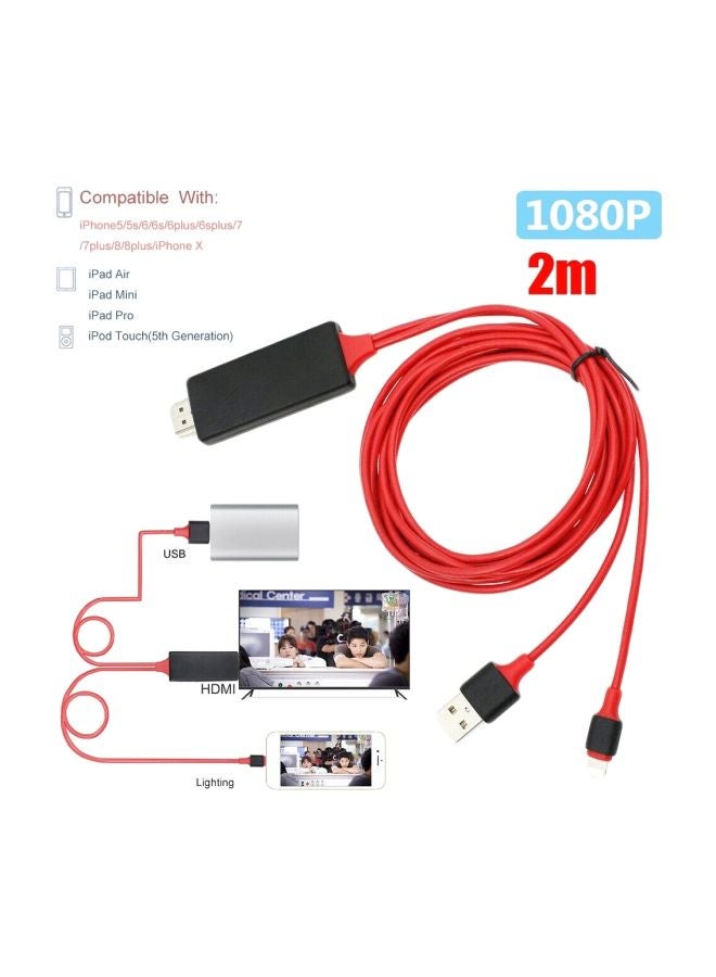 MARGOUN 2 In One  HDMI Adapter Cable For Apple iPhone 11 Red/Black  - Image 4