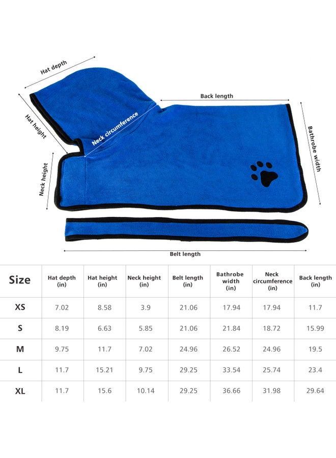 Dog Bath Towel With Hood Belt Blue 27x4x20cm - Image 2