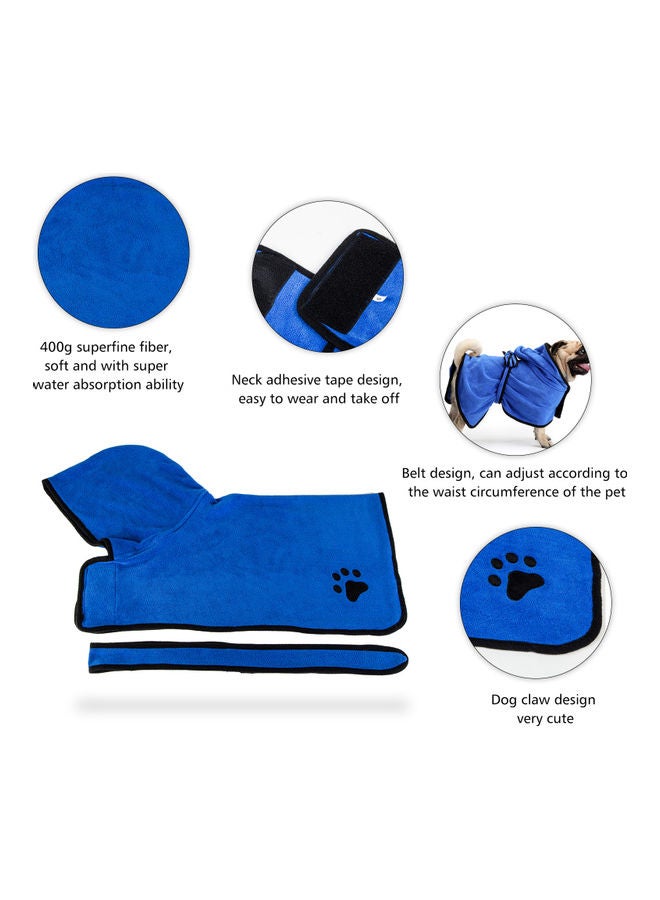 Dog Bath Towel With Hood Belt Blue 27x4x20cm - Image 5