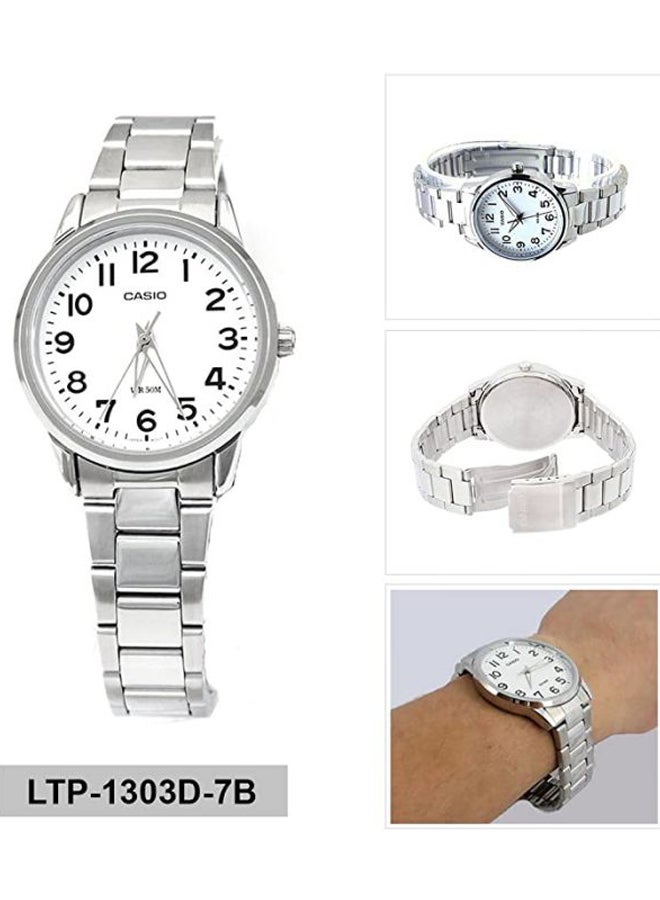 كاسيو ساعة يد بعقارب إنتيسر طراز LTP-1303D-7B - قياس 30 مم - لون فضي للنساء - Image 3